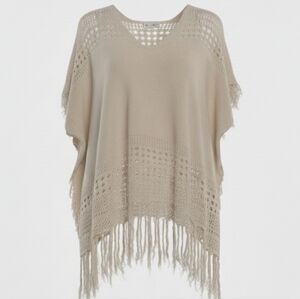 [[Unbranded]] Elegant Tan Women's Fringe Poncho